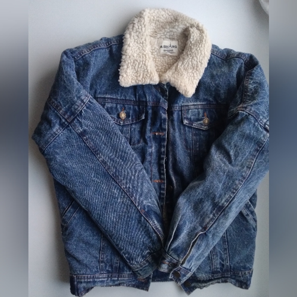 Womens Dark Blue Button up Jean Jacket